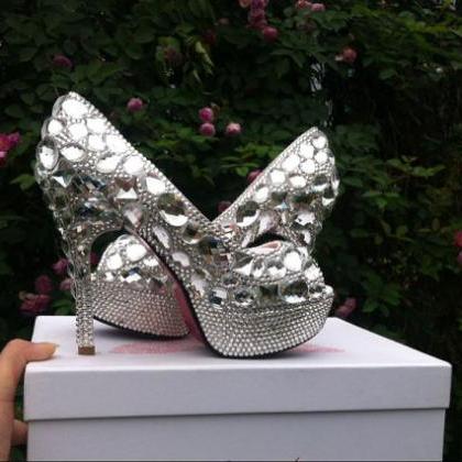 Wedding shoes women high heels crys..