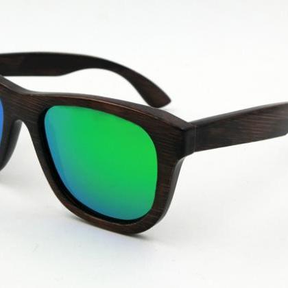 Brown Bamboo Frame Glasses UV Coati..
