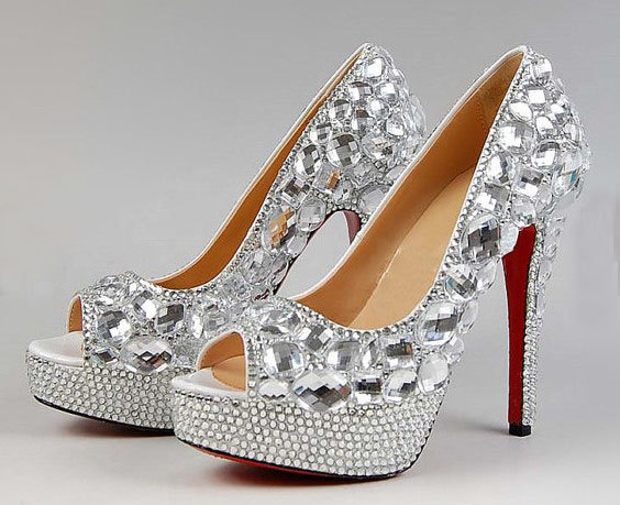 silver high heels for wedding