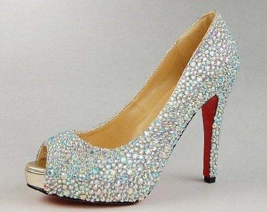 Dazzling AB Strass Crystal High Platform Shoes diamond Rhinestone bridal accessories wedding shoes Party Prom High Heels