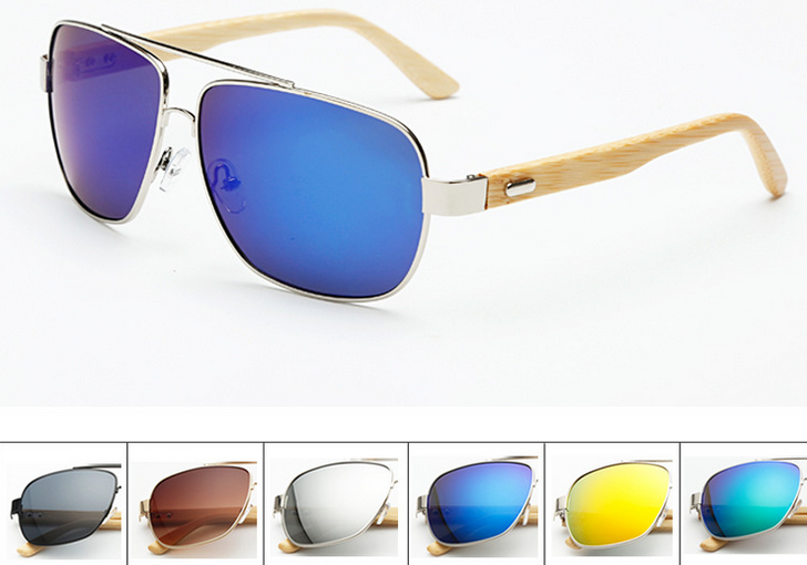 Metal Nose Bridge Glasses Handmade Natural Bamboo Leg Sunglasses Uv400 Retro Glasses