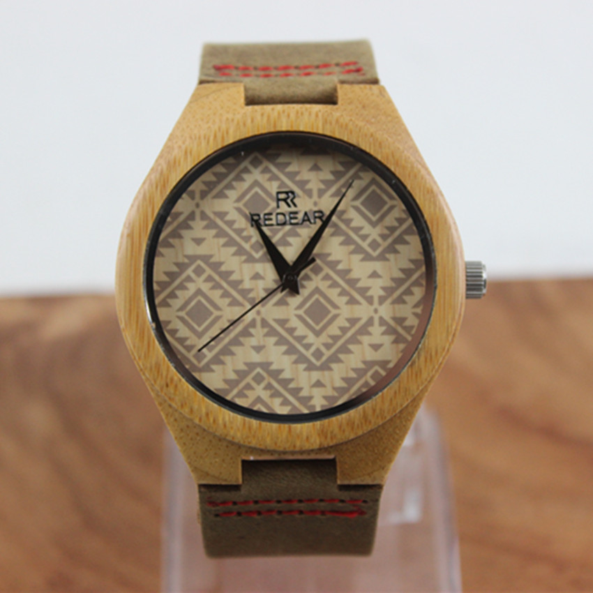 Fashion Lovers Wood Grain Dial Bamboo Table Really Belt Watch