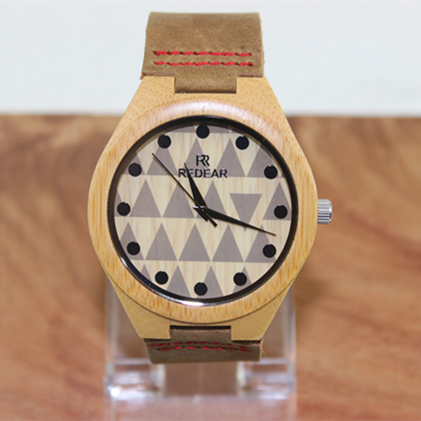 Fashion Lovers Triangle Dial Bamboo Table Really Belt Watch