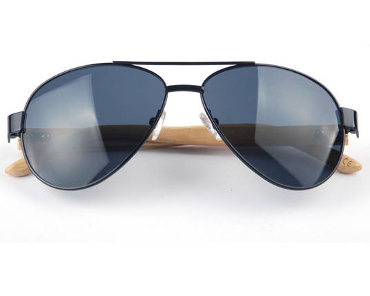 Metal Nose Bridge Glasses Handmade Natural Bamboo Leg Sunglasses UV400 Retro Glasses