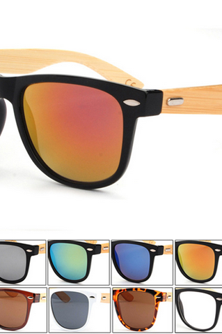 Retro Sunglasses Plastic Frame Handmade Natural Bamboo Leg Sunglasses UV400