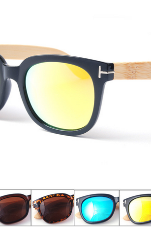 Retro Sunglasses Plastic Frame Handmade Natural Bamboo Leg Sunglasses UV400