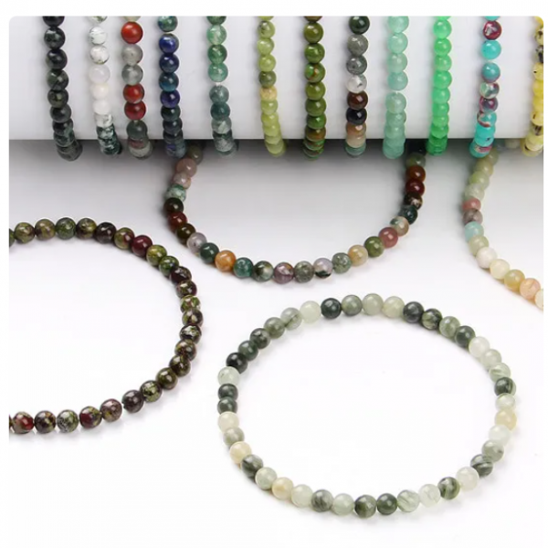 4mm Chakra Beads Energy Bracelet Natural Round Agates Onyx Stone Stretch Bracelet Bangles for Women Men Handmade Yoga Jewelry